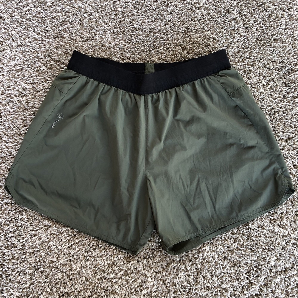 Roark Run Amok Shorts Mens Medium Green Athletic 5" Inseam Elastic Waist Running